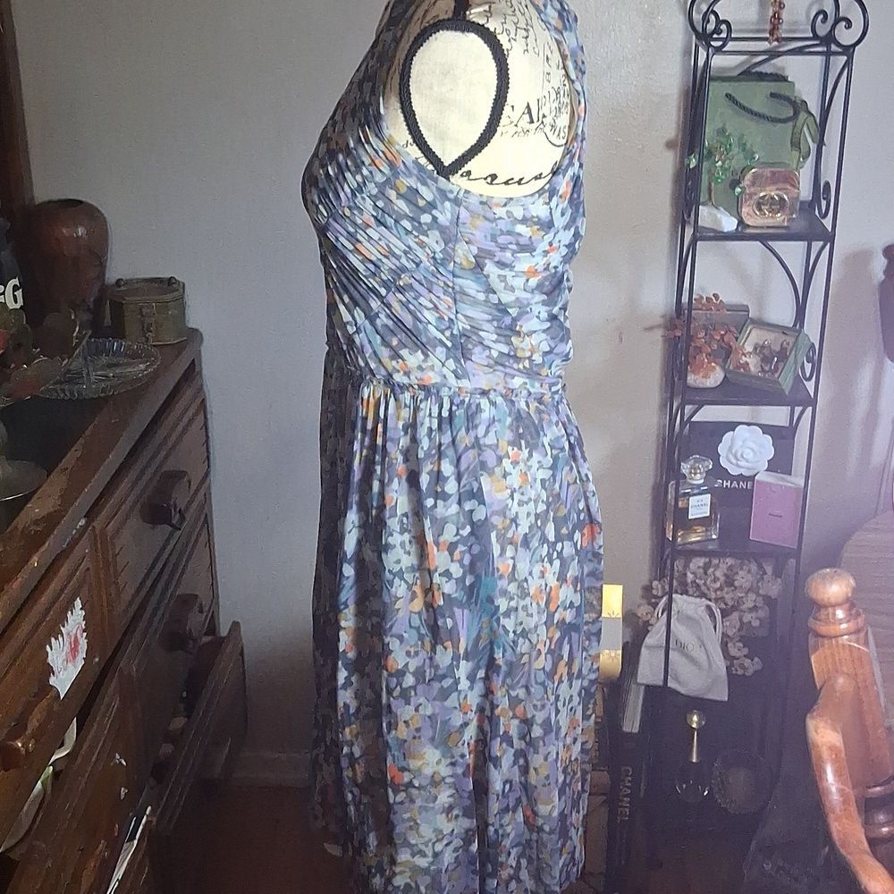 Anthropologie Weston Wear Floral Sleeveless Dress - Blue and Orange Size Medium - Picture 7 of 8